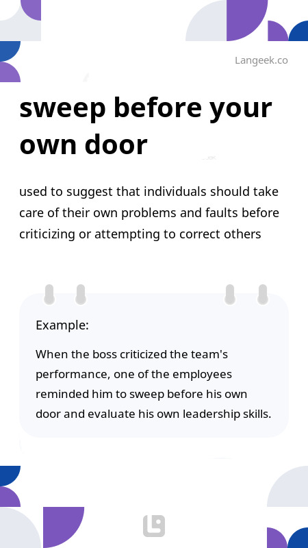 Definition Meaning Of Sweep Before Your Own Door Picture Dictionary