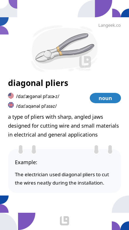 Definition Meaning Of Diagonal Pliers LanGeek