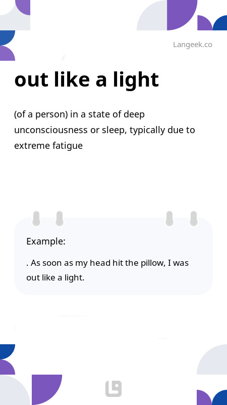 Out like a light meaning discount