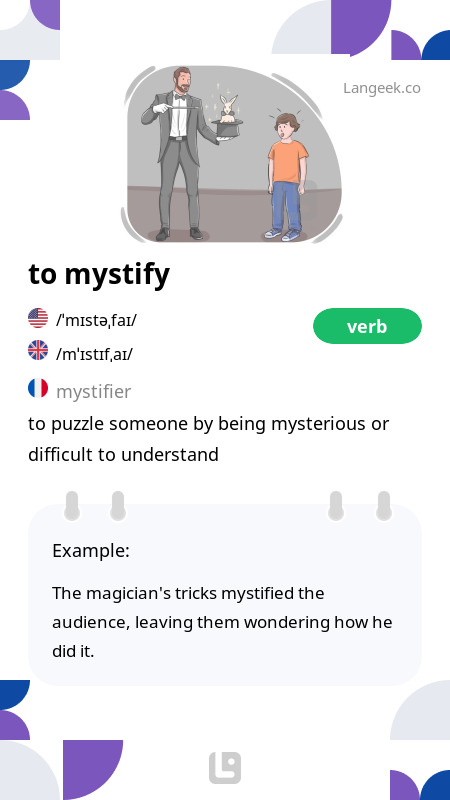 Definition et Signification de Mystify Dictionnaire illustre