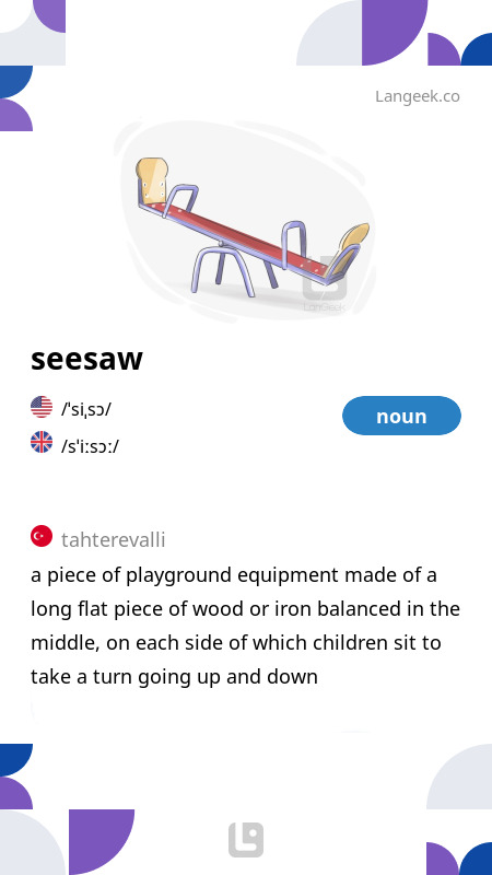 Seesaw Tan m ve Anlam Resimli Sozluk