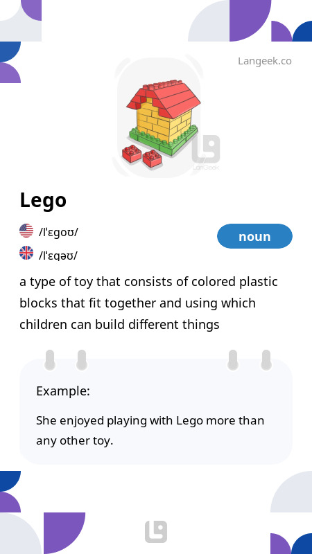 Definition Meaning of Lego Picture Dictionary