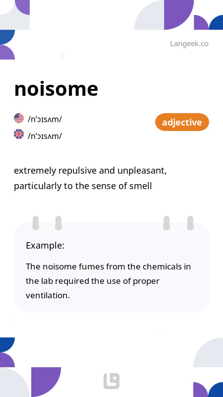 Noisome meaning discount