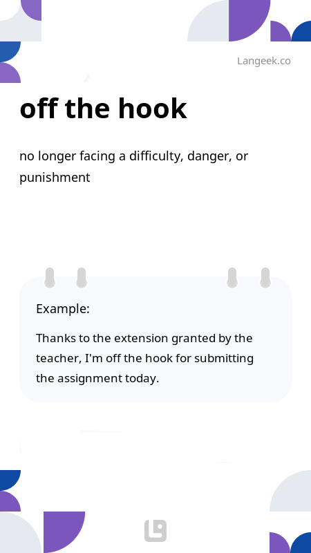 Definition Meaning of Off the hook Picture Dictionary