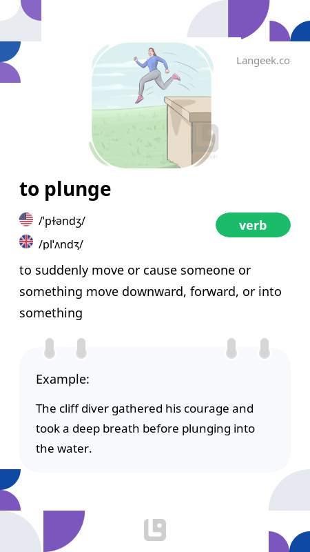 Plunge meaning in english discount