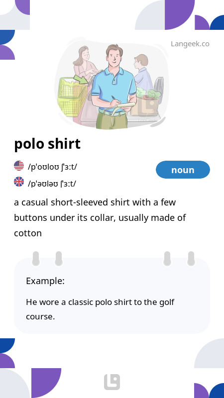 Definition Meaning of Polo shirt Picture Dictionary