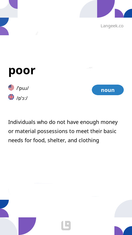 Definition Meaning of quot Poor quot Picture Dictionary