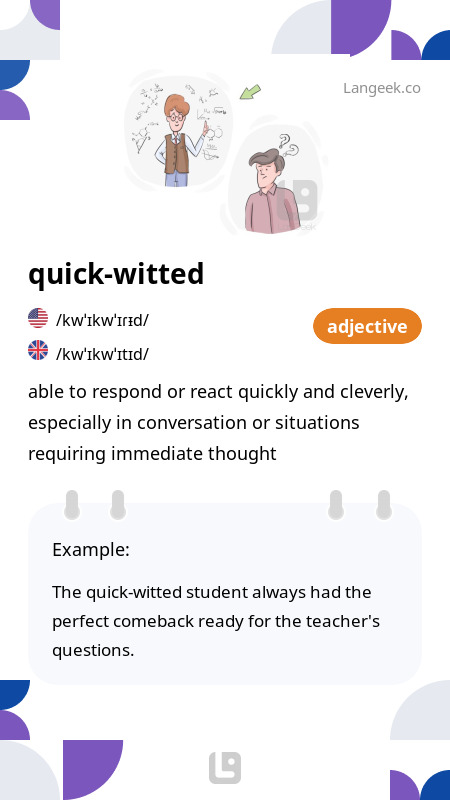 Definition & Meaning of "Quick-witted" | Picture Dictionary
