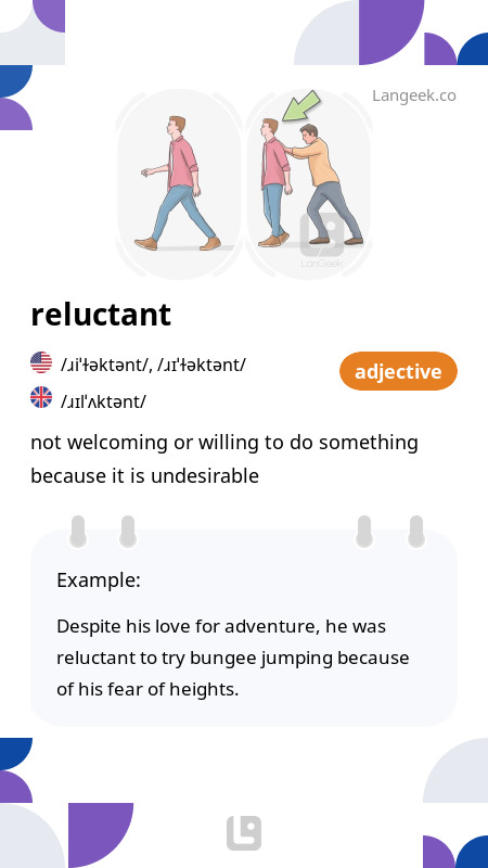 Definition & Meaning of "Reluctant" | Picture Dictionary