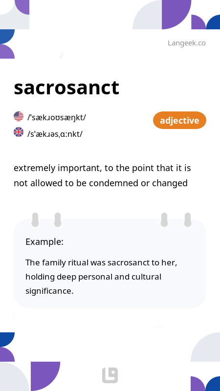 Definition & Meaning of "Sacrosanct" | Picture Dictionary