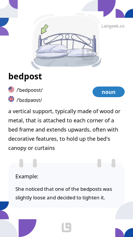 definition-meaning-of-bedpost-picture-dictionary