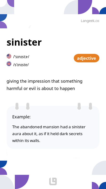 Definition Meaning of Sinister Picture Dictionary
