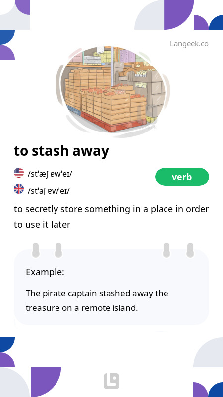 Definition & Meaning of "Stash away" | Picture Dictionary