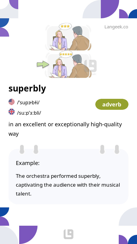 Definition Meaning Of Superbly Picture Dictionary