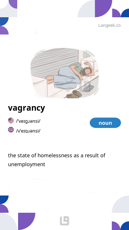 Definition Meaning Of Vagrancy Picture Dictionary Vagrancy
