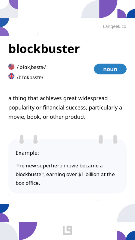 Definition & Meaning of "Blockbuster" | Picture Dictionary