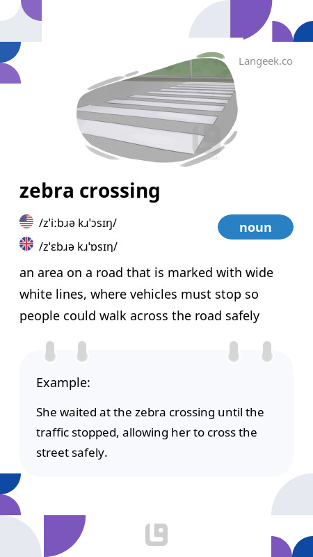 Definition Meaning Of Zebra Crossing Picture Dictionary