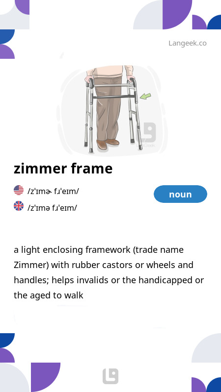 Definition & Meaning of "Zimmer frame" | Picture Dictionary
