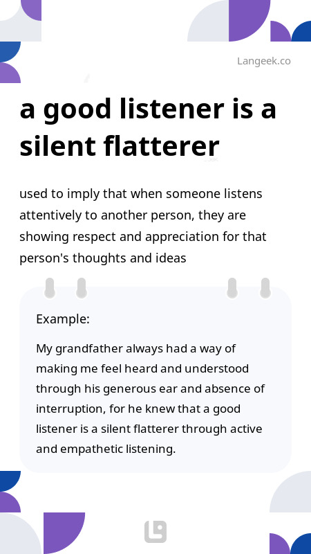 a good listener is a silent flatterer essay