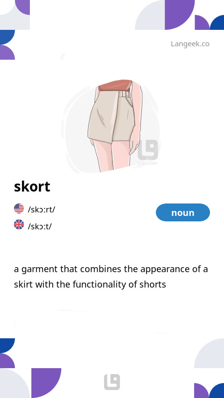 Definition Meaning of Skort Picture Dictionary