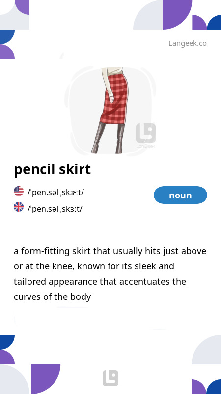 Definition Meaning of Pencil skirt Picture Dictionary