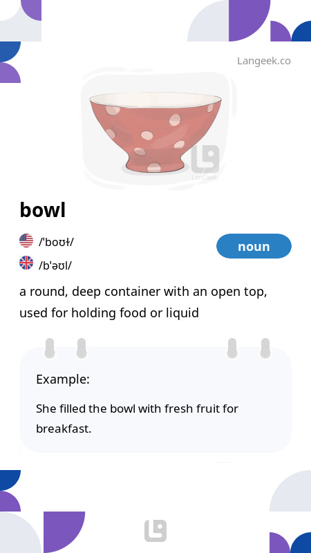 Definition Meaning of Bowl Picture Dictionary