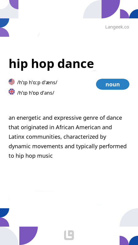 Definition Meaning Of Hip Hop Dance Picture Dictionary