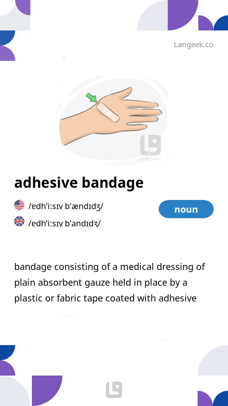 Definition Meaning of Adhesive bandage Picture Dictionary