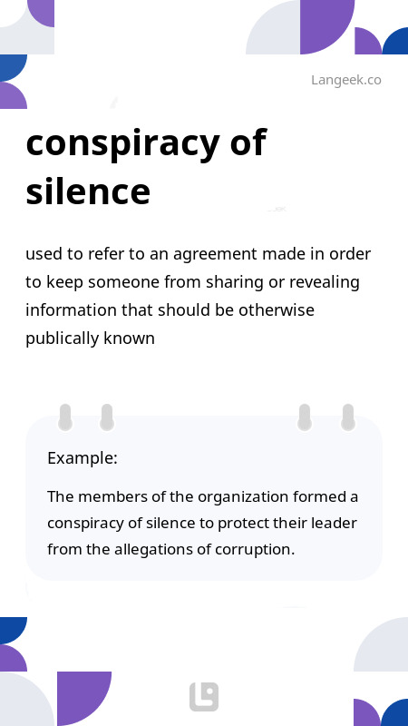 Definition And Meaning Of Conspiracy Of Silence Picture Dictionary