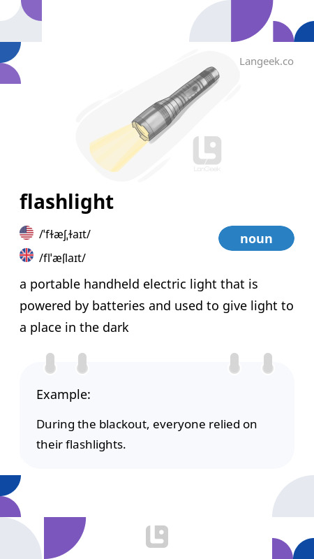 Definition Meaning of Flashlight Picture Dictionary